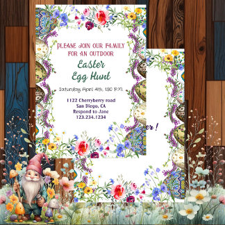 Invitation Aquarelle Verdure Feuille Flore Chasse aux oeufs d