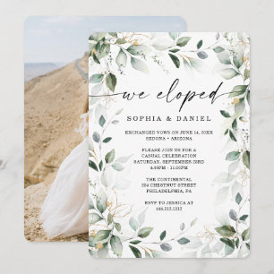 Invitation Aquarelle Verdure Gold Elopement Célébration