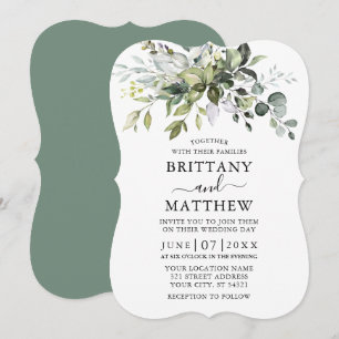 Invitation Aquarelle Verdure Mariage vert Sage