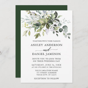 Invitation Aquarelle Verdure Moderne Calligraphie Mariage