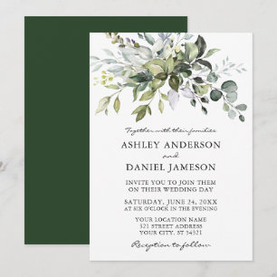Invitation Aquarelle Verdure Moderne Elégance Mariage