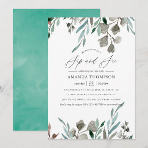 Invitation Aquarelle Verdure rustique Sip et voir