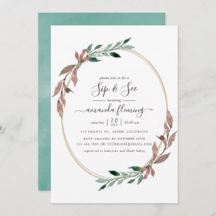 Invitation Aquarelle Verdure rustique Sip et voir