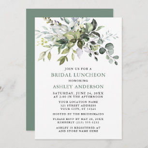 Invitation Aquarelle Verdure Sage Green Bridal Luncheon