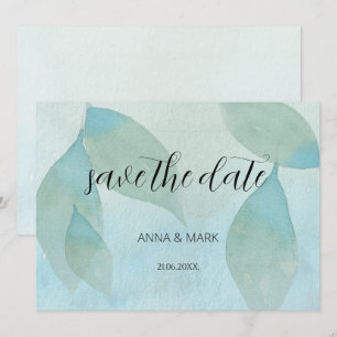 Invitation Aquarelle vert bleu océan transparent Original