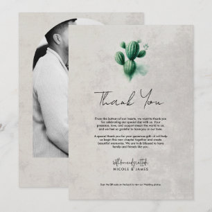 Invitation Aquarelle Vert Cactus Gris Mariage Merci