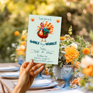 Invitation Aquarelle vert clair irrégulier Turquie Thanksgivi