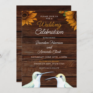 Invitation Aquarelle vert Colibri Floral Russe Mariage