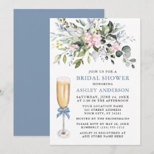 Invitation Aquarelle Vert Fête des mariées rose Dusty bleu