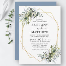 Aquarelle Vert Geo Frame Dusty Blue Mariage