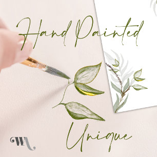 Invitation Aquarelle Vert Sauge et Feuillage Doré