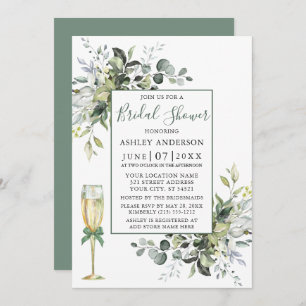Invitation Aquarelle Vert Verre Douche Sage Vert