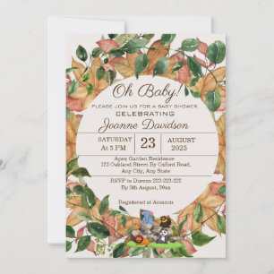 Invitation Aquarelle verte Baby shower neutre pour les femmes