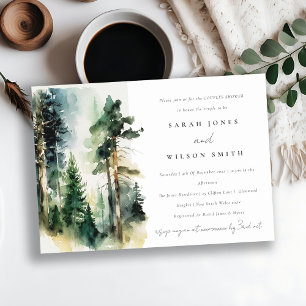 Invitation Aquarelle verte Bois Forêt Couples Douche