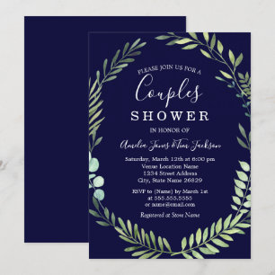 Invitation Aquarelle verte de la marine Couples de courge dou