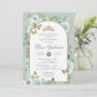 Invitation Aquarelle verte de la taille de la monnaie Papillo