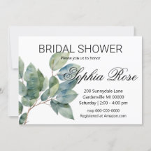 Aquarelle verte élégante douche nuptiale