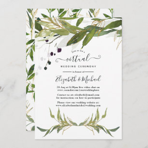 Invitation Aquarelle verte en ligne Mariage virtuel