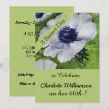 Aquarelle verte et violette Anniversaire Floral