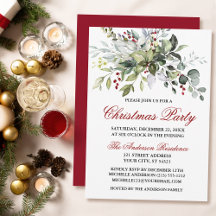 Aquarelle verte Fête de Noël aux baies rouges
