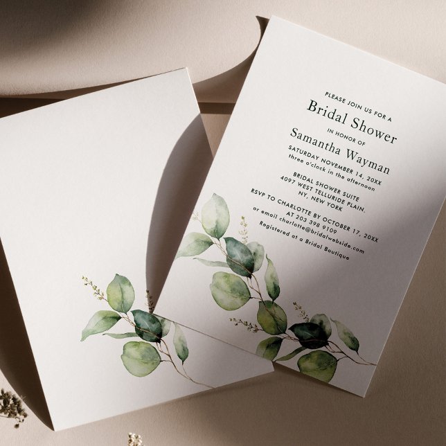 Invitation Aquarelle verte Fête des mariées Eucalyptus (Créateur téléchargé)