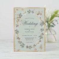 Aquarelle verte Gold Sage Mariage Floral