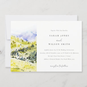 Invitation Aquarelle verte Jaune Campagne Hills Mariage