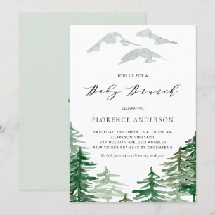 Invitation Aquarelle verte Printemps Bois Bébé Brunch