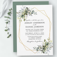 Aquarelle verte Sage géométrique Mariage vert