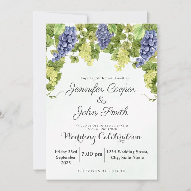 Invitation Aquarelle Vigne Vignoble Vignoble Mariage (Devant)