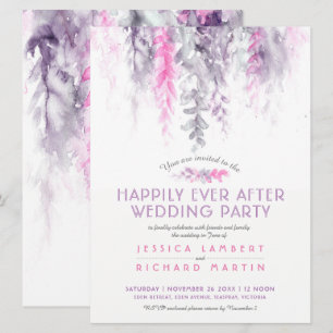 Invitation Aquarelle vignes indigo après la fête de mariage