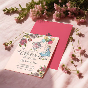 Invitation Aquarelle Vintage Alice dans ONEderland Anniversai