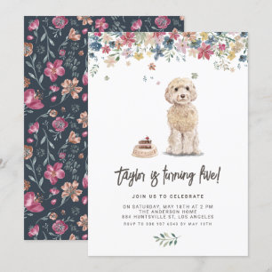 Invitation Aquarelle vintage Cockapoo Chien fête d'anniversai