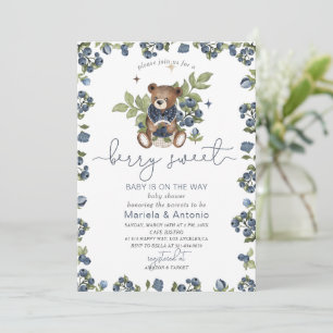 Invitation Aquarelle Vintage Teddy Berry Baby shower doux