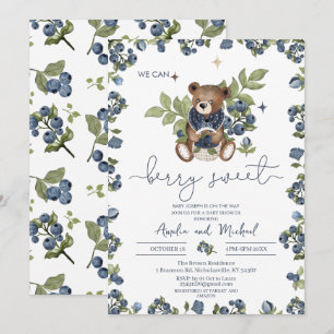 Invitation Aquarelle Vintage Teddy Berry baby shower doux