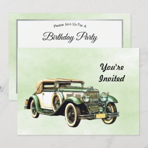 Invitation Aquarelle vintage verte