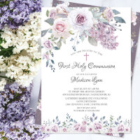 Aquarelle Violet Fleurs Première Communion