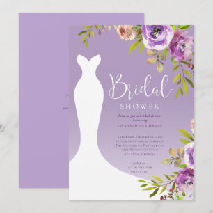 Invitation Aquarelle Violet Floral Bridal Douche