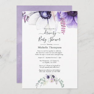 Invitation Aquarelle violet poussiéreuse Flore Drive Par Douc