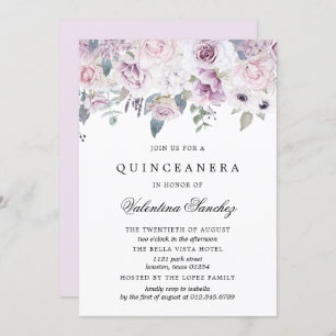 Invitation Aquarelle violet rose pâle de Quinceanera