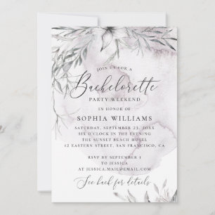Invitation Aquarelle violet roux pâle à fleurs fête