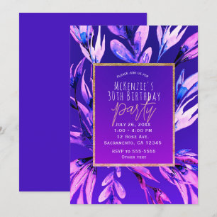 Invitation Aquarelle violette brillante brillante en gras vio
