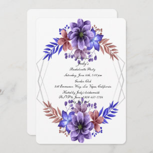 Invitation Aquarelle violette et bleu Floral Bachelorette Par