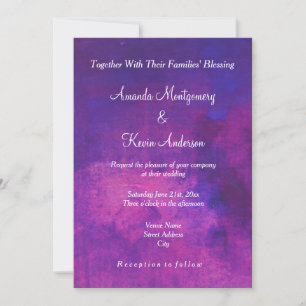 Invitation Aquarelle violette et rose Mariage Abstrait