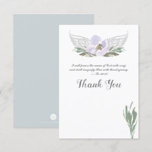 Invitation Aquarelle violette Florales Ange Ailes Merci