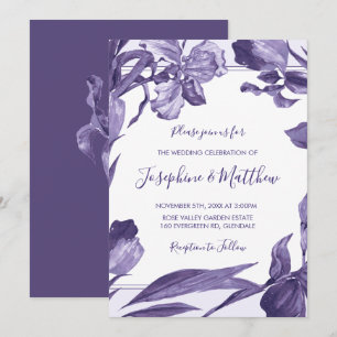Invitation Aquarelle violette Iris Mariage végétal
