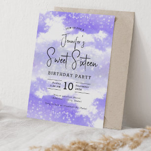 Invitation Aquarelle violette Nuages doux 16 Partie