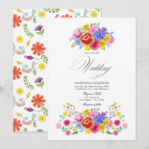 Invitation Aquarelle vive Floral Fiesta Design Mariage