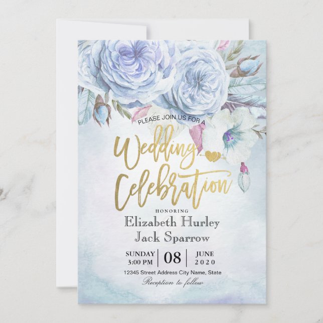 Invitation Aquarelle wedding shower Plumes florales de Bohème (Devant)