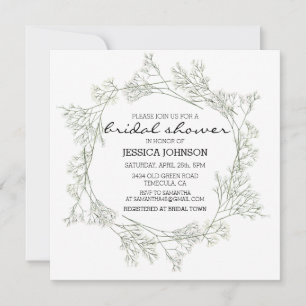 Invitation Aquarelle Whimsical Baby's Breath Wreath Bridal